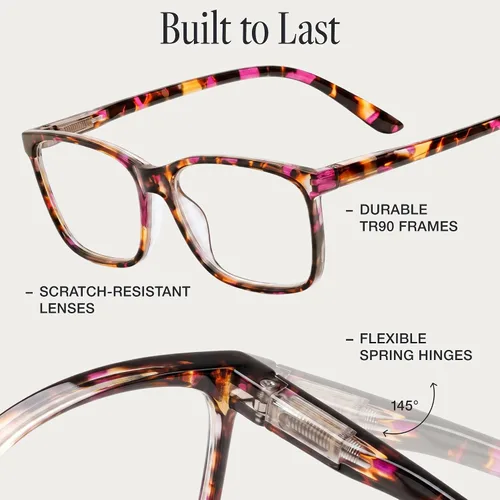Vista 6 de NOVIVON Lentes de lectura para mujer, con bloqueo de luz azul, bisagra de resorte, diseño de moda, lentes con estampado para mujer