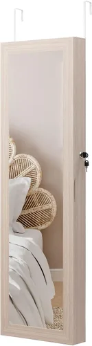 Vista 9 de HollyHOME Armario de joyería con espejo de longitud completa cabidor detrás de la puerta para colgar en la pared organizador Jewrey con arete