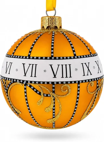 Vista 3 de 1899 Madonna Lily Clock Royal Egg Glass Ball Adorno de Navidad, 3.25 pulgadas