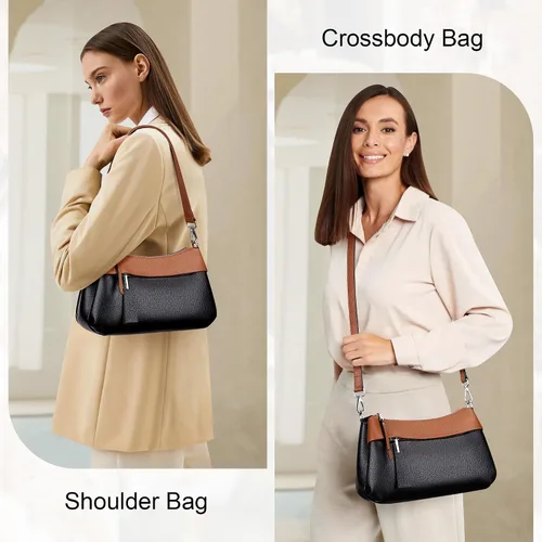 Vista 11 de Over Earth Genuine Leather Crossbody Bags for Women Small Hobo Handbags Shoulder Purses with 2 Detachable Straps