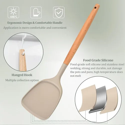Vista 14 de Juego de cuchillos de cocina profesionales de 10 piezas con bloque universal de cuchillos, herramientas de cocina antiadherentes resistentes al Caqui