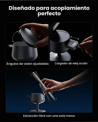 Vista 6 de GEEKERA Estación de carga 3 en 1 de carga rápida certificada Qi2.2 de 25W Gris fantasma
