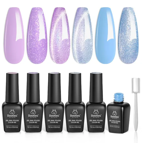 Vista 36 de Beetles - Juego de esmaltes de uñas de gel azul, 6 colores A - Azul Bubble Splash