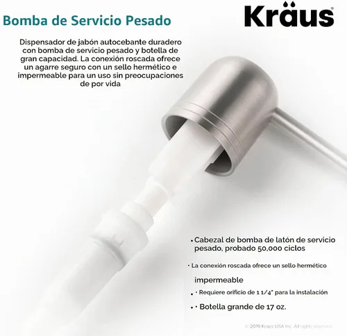 Vista 3 de KRAUS Dispensador de jabón y loción de cocina en acero inoxidable, KSD-32SS