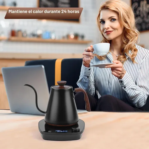 Vista 6 de Hervidor eléctrico de cuello de cisne, control inteligente de temperatura, interior de acero inoxidable, calentamiento rápido, para café de filtro