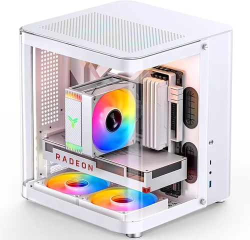 Vista 14 de JONSBO TK-0 Negro ITX Mini Torre Caja de PC, Diseño de Escritorio de Vidrio Hiperboloide, Estructura de Gabinete Separada, Carcasa de Aleación