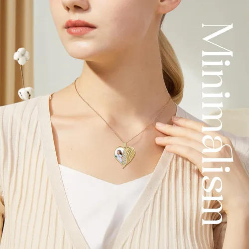 Vista 2 de Collar personalizado con foto para mujer, collar con colgante de imagen grabada de seis caras, regalo de joyería de memoria para madre y padre