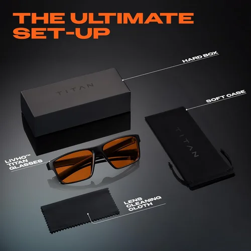 Vista 9 de Gaoye Titan Gaming Glasses, Blue Light Blocking, Night Driving Glasses for Men, Computer Protection, Gift for Gamers Negro