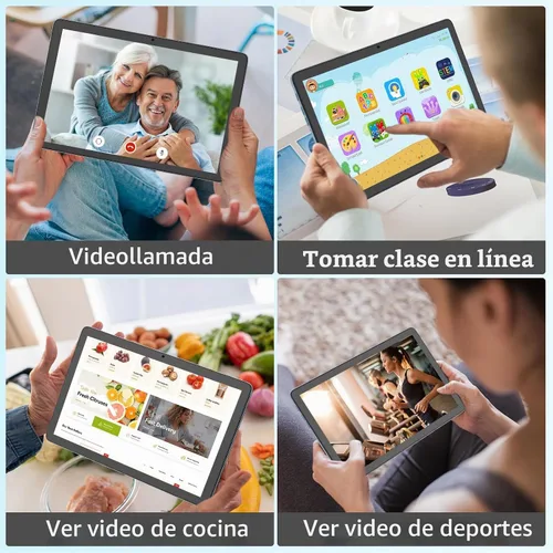 Vista 8 de PRITOM TAB11 Tablet Android de 10 pulgadas, Octa-Core, 128GB, WiFi6, pantalla HD IPS, cámara dual, Bluetooth, FM, USB C, tableta con funda