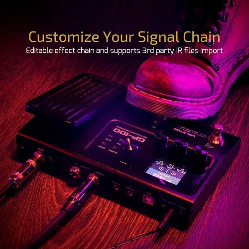 Vista 4 de Valeton Multi-Effects con Pedal de Expresión Guitarra Bajo Amplificador Modelado IR Gabinetes Simulación Multi Idioma Estéreo OTG Interfaz de Audio