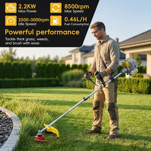 Vista 5 de 52cc Gas Weed Wacker, 2-in-1 String Trimmer & Brush Cutter