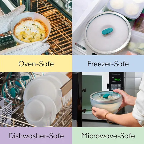 Vista 6 de Anyday - Set de 2 envases de vidrio para almacenamiento de alimentos con tapas de vidrio Set de preparación de comidas sin plástico Set