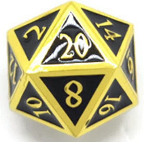 Vista 4 de Juego de dados de metal negro y dorado D20 F*** Critical Fail F de 20 caras DND Negro Gunmetal Número de color para juegos de rol, Dungeons and
