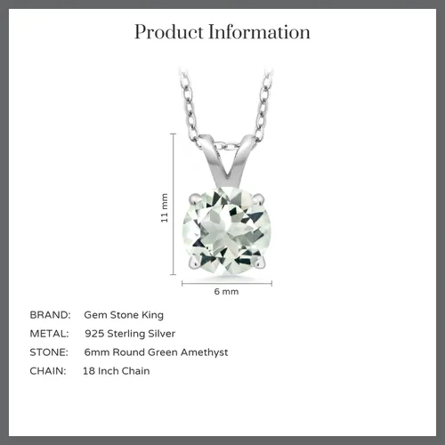 Vista 61 de Gem Stone King Collar con colgante solitario de plata de ley 925 de 0.236 in con piedra natal redonda Collar de 4 puntas para mujer Con cadena