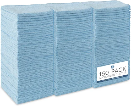 Vista 11 de S&T INC. Paquete de 50 paños de limpieza de microfibra, toallas de microfibra a granel para el hogar, toallas de tela reutilizables y sin pelusa