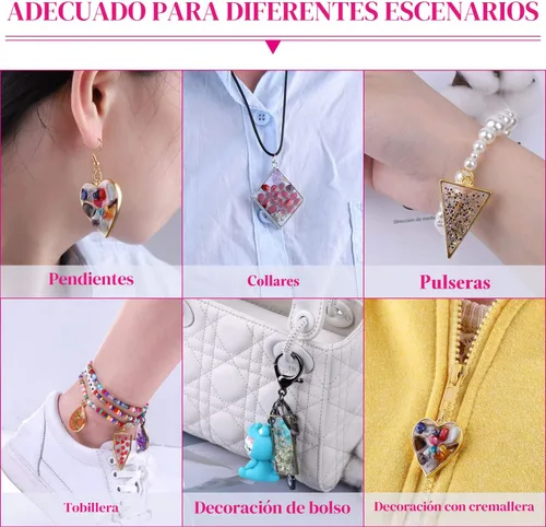 Vista 7 de Shynek 60 colgantes de marco hueco, biseles de resina para manualidades, moldes de joyería para collares y aretes