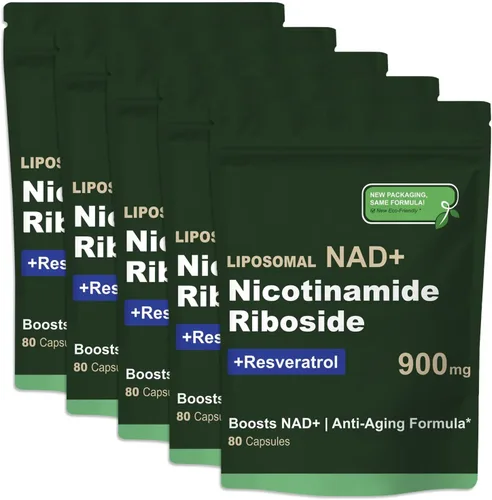 Vista 9 de Suplemento de resveratrol NAD con NAD nicotinamida ribósido resveratrol 900 mg, Boost NAD+ para la salud celular, antienvejecimiento, energía
