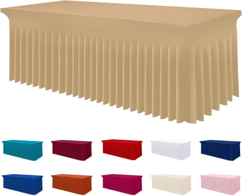 Vista 76 de Smiry Mantel de elastano, elástico ajustable para mesas rectangulares de 3 pies, impermeable, lavable, para exteriores, bodas, banquetes y fiestas