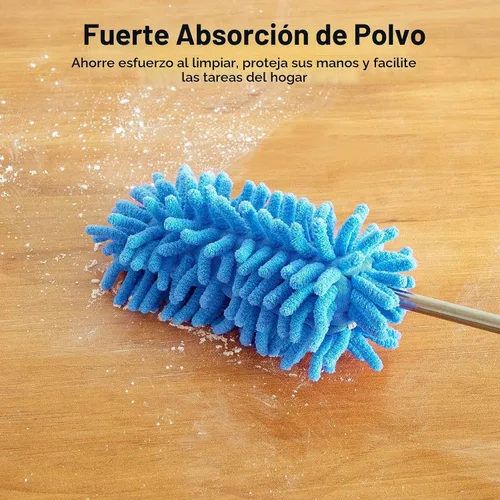 Vista 3 de Plumero de microfibra para limpieza, Tukuos plumeros lavables a mano con 2 piezas de cabezal de microfibra reemplazable, poste extensible, cepillo