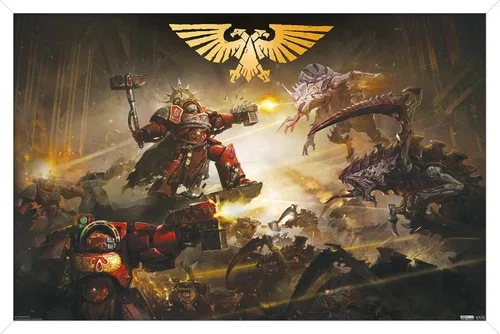 Vista 13 de Trends International Warhammer 40K - Póster de pared de la batalla de Baal, 22.4 pulgadas de largo x 14.7 pulgadas, versión enmarcada en madera