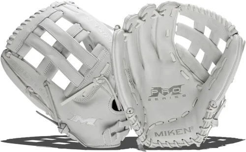 Vista 23 de Miken Pro Series - Guantes de sóftbol de lanzamiento lento, 13 pulgadas, blanco/rojo