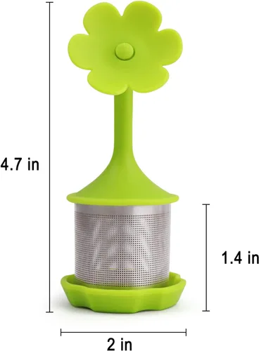Vista 2 de Paquete de 2 filtros de silicona para té más empinados, infusores, filtros de malla fina para hojas de té, flores; morado o verde
