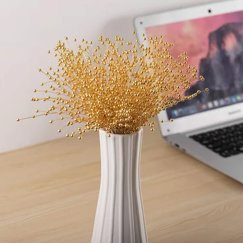 Vista 4 de 50 unidades de palillos con cuentas para novia, ramo de boda con perlas para decoración de fiesta, ramo de flores navideñas de 4 mm, adornos