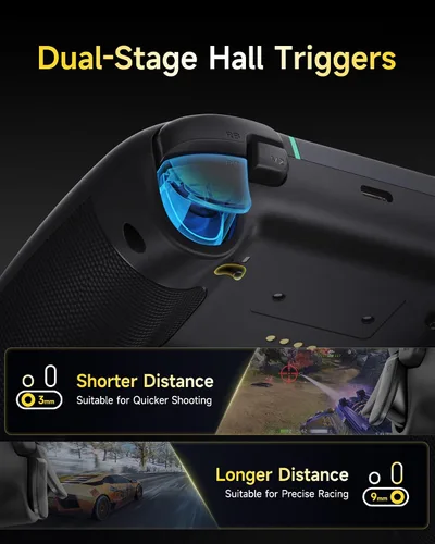 Vista 3 de EasySMX X05Pro Wireless PC Controller – Quiet-Press Buttons, 2-Stage Impulse Triggers, 2 Programmable Buttons, Hall Joysticks, 1000mAh Battery