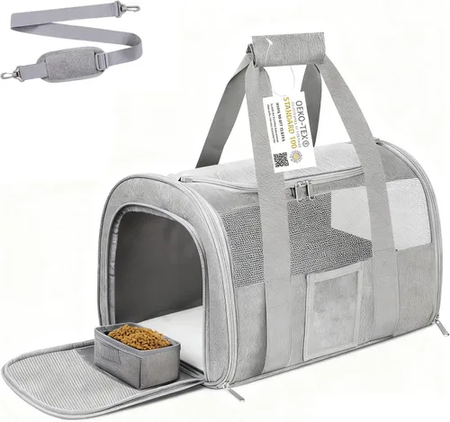 Vista 8 de Transportador para gatos, transportadores para perros aprobados por aerolíneas para perros pequeños, gatitos, transportadores para gatos pequeños