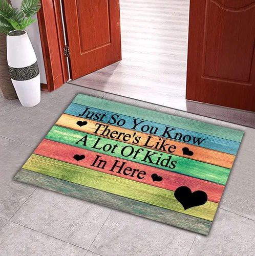 Vista 2 de Just So You Know There's Like A Lot of Kids in Here, tapete divertido para puerta delantera al aire libre, tapete de bienvenida de 23.6 x 15.7
