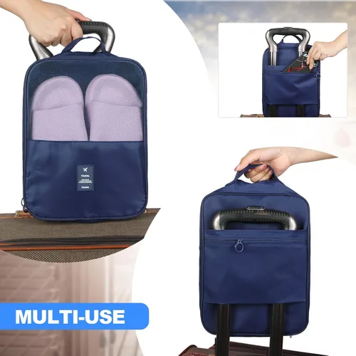 Vista 5 de 2 bolsas de zapatos para viaje con capacidad para 3 pares de zapatos, bolsa de zapatos de viaje para empacar cubos de zapatos portátiles para viajes