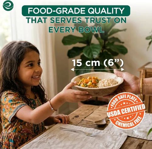 Vista 2 de ECO SOUL Cuencos desechables de hoja de palma como bambú, 16 onzas, redondo, paquete de 20 unidades, vajilla biodegradable y compostable para servir
