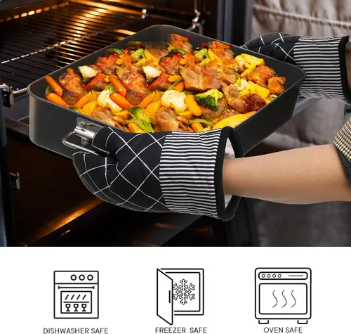 Vista 3 de Jucoan Sartén para lasaña de 3 pulgadas de profundidad, 16 x 11.5 pulgadas, cacerola grande para horno, platos antiadherentes para hornear, bandeja
