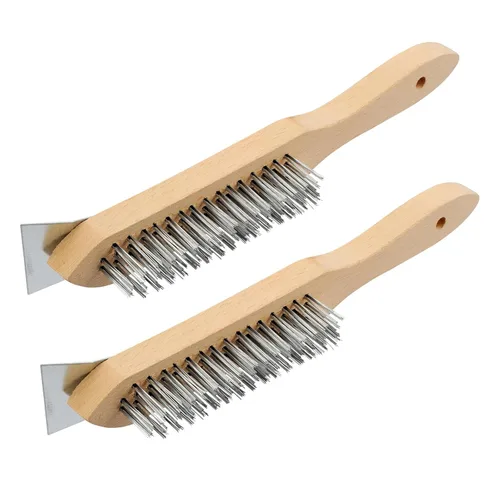 Vista 8 de MAXMAN Juego de Cepillos de Latón de 2 Piezas, Cepillos de Alambre para Limpieza, Cepillo de Alambre Rascador de 11 Pulgadas con Mango de Madera
