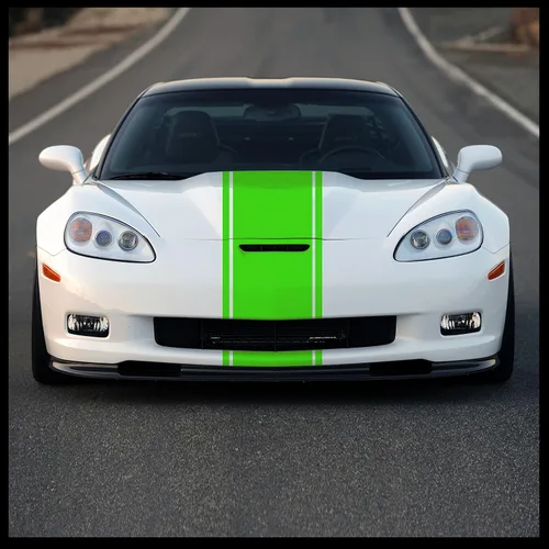 Vista 32 de Racing Stripes - Calcomanía de vinilo para automóvil, camión, JDM Import Euro, negro, rojo, blanco, plateado, rosa, verde lima
