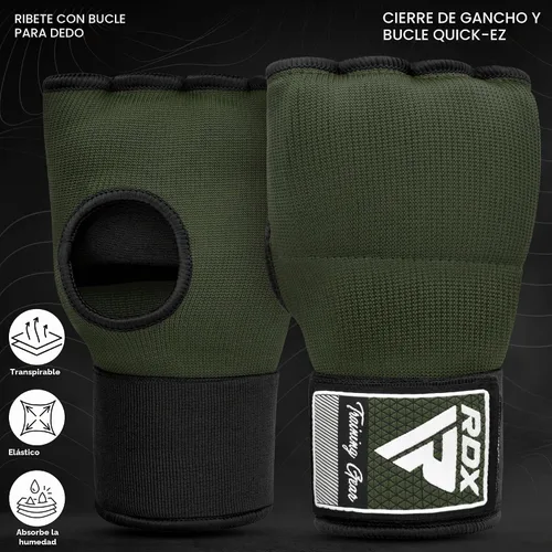 Vista 4 de RDX - Guantes de boxeo con acolchado de gel, para hombres y mujeres, con correas de muñeca elásticas de 100 cm de largo, rápidos, puños protectores