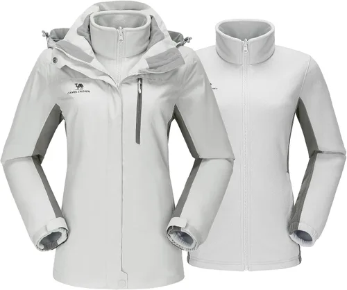Vista 27 de CAMEL CROWN Chaqueta de esquí impermeable 3 en 1 para mujer, abrigo de invierno rompevientos, chaquetas de snowboard para lluvia, nieve, senderismo