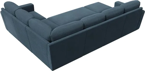 Vista 8 de HONBAY Sofá cama modular, sofá cama modular de pana extraíble con almacenamiento, sofás seccionales en forma de U para sala de estar, color azul