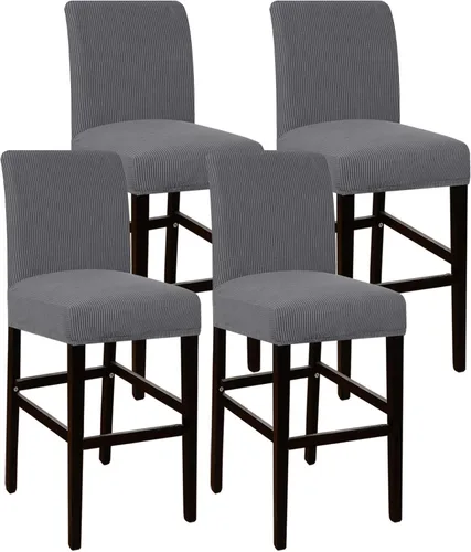 Vista 21 de Flamingo P Fundas de taburete para sillas de comedor, fundas de asiento de tela jacquard elástica con parte inferior elástica extraíble, juego de 2