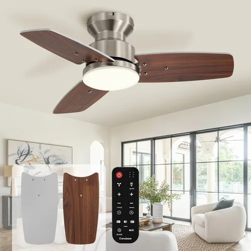 Vista 13 de Conciseer - Ventiladores de techo de 30 pulgadas con luces y control remoto, para dormitorio, sala de estar, oficina, montaje empotrado, 3CCT