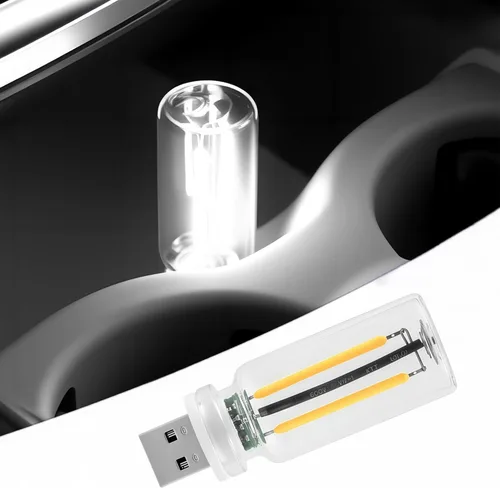 Vista 10 de Luz nocturna USB para automóvil, lámpara de filamento LED retro regulable táctil, mini luz ambiental USB para interior de vehículo, dormitorio