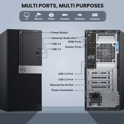 Vista 2 de Dell Computadora de escritorio Optiplex 7040 Mini Tower - Intel Core i7-6700 6ª generación de 3.4 GHz, 32 GB DDR4 de RAM, 512 GB SSD, gráficos Intel