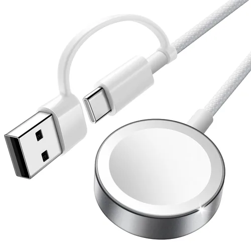Vista 12 de Esenciales de viaje 2 en 1 para cargador de Apple Watch de carga rápida de Blanco