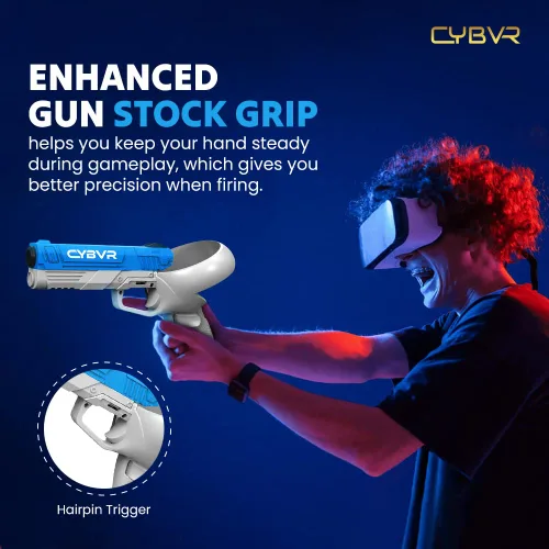 Vista 4 de CYBVR Weighted Gun Stock Controller Grips for the Oculus Quest 2 - VR Accessories for the Meta Quest 2