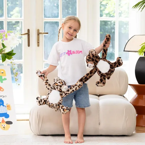 Vista 2 de MorisMos Dúo de Animales de Peluche de Leopardo, Congelables y Aptos para Microondas, Juguete de Leopardo de Brazos Largos para Abrazar, Almohadilla