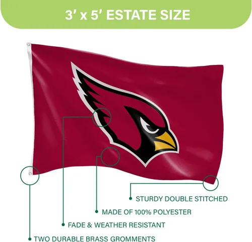Vista 3 de Bandera de casa al aire libre duradera de 3 x 5 pies de los Arizona Cardinals de la NFL con ojales Bandera y cartel del equipo deportivo Bandera