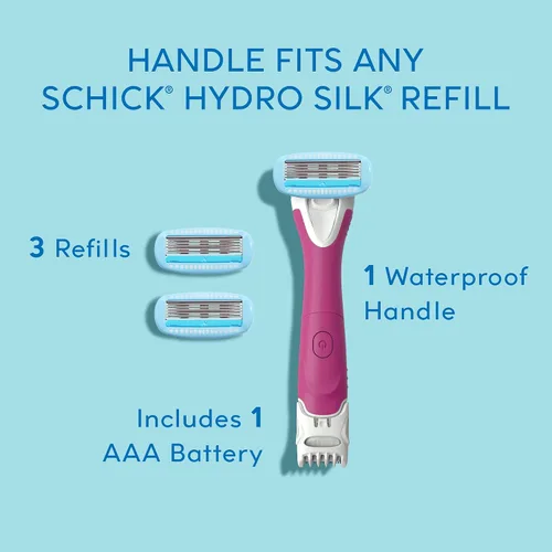 Vista 7 de Afeitadora Schick Hydro Silk TrimStyle con recortadora de bikini para mujeres Afeitadora de bikini 2 en 1 para mujeres y recortadora para vello