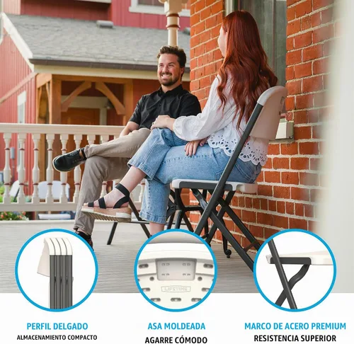 Vista 6 de LIFETIME Sillas plegables, silla plegable resistente contorneada para mayor comodidad, paquete de 4