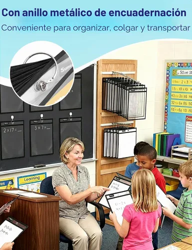 Vista 6 de SUNEE - Paquete de 30 fundas de plástico reutilizables de borrado en seco de gran tamaño con 2 anillas, fundas para boletos de 10 x 14 pulgadas
