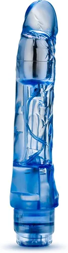 Vista 8 de Blush Naturally Yours Mambo Vibe - Consolador vibrador curvo de 9 pulgadas, realista, suave pero firme, juego de punto dulce vaginal, polla Azul